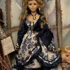 Collectors Choice Large Elegant Blue and White Porcelain Doll